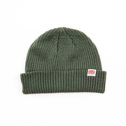 Wide Cable Knit Hat Green